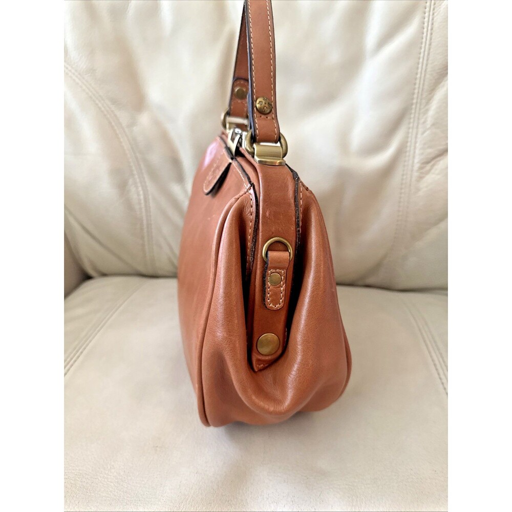 Patricia Nash Leather Gracchi Frame Satchel Bag Brown Top Handle Y2K - Picture 3 of 15